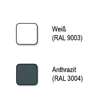 Weiß (RAL 9003) und Anthrazit (RAL 3004)