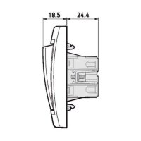 Technische Zeichnung eines Ein/Aus Schalters der ALING-CONEL PRESTIGE Line in der Seitenansicht. Artikelnummer 605.000