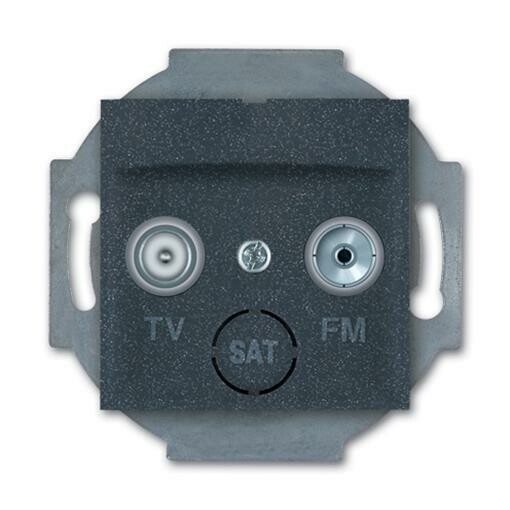 TV/RF Antennendose  / Durchgangsdose mit zwei Ausgängen Einsatz ohne Rahmen Graphit (RAL 7021)