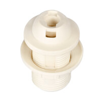 E14 Lampenfassung (PBT), Gewindefassung mit festem Lampenschirmkragen und Einbauring Weiß (RAL 9003)