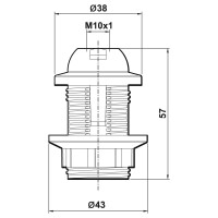 E14 Lampenfassung (PBT), Gewindefassung mit festem Lampenschirmkragen und Einbauring Schwarz