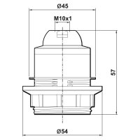 E27 Lampenfassung (PBT), Gewindefassung (kurze Version) mit Einbauring Weiß (RAL 9003)