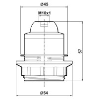 E27 Lampenfassung (PBT), Gewindefassung (kurze Version) mit Einbauring Schwarz