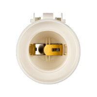 E27 Lampenfassung (PBT), Gewindefassung mit Halterung, Sockel mit Einbuchtung für M4 Schraube Weiß (RAL 9003)