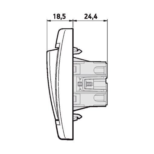 Ein/Aus Schalter mit Glimmlampe (Kontrollleuchte) 16AX/250V~ inkl.Rahmen (komplett) Graphit (RAL 7021) / Zwischenrahmen Grau