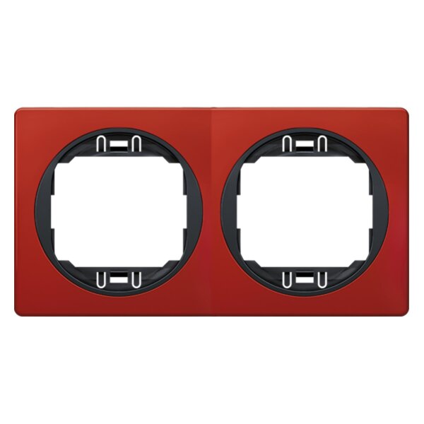 2-fach-Abdeckrahmen EON - horizontal, rot mit schwarzen Innenrahmen