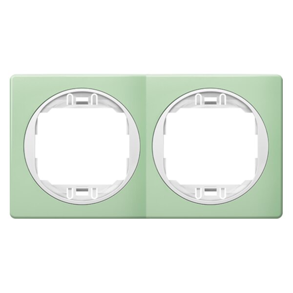 2-fach-Abdeckrahmen EON - horizontal, grün mit weißem Innenrahmen