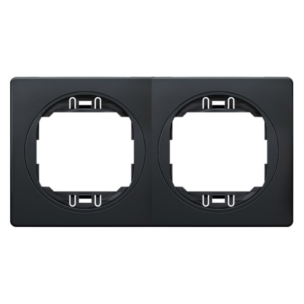 2-fach-Abdeckrahmen EON - horizontal, schwarz mit schwarzen Innenrahmen