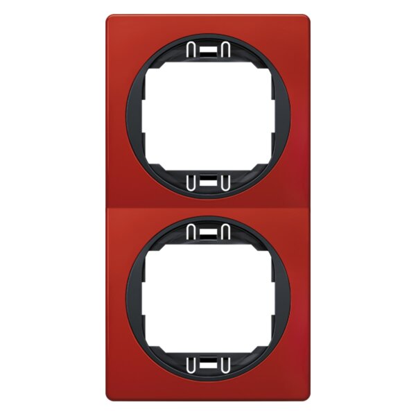 2-fach-Abdeckrahmen EON - vertikal, rot mit schwarzen Innenrahmen